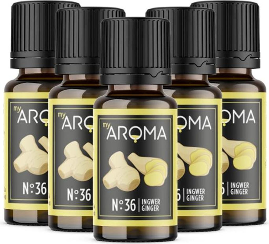 myAROMA flavour drops – Ingwer 5x10ml: Zuckerfreie und kalorienfreie natürliche Lebensmittelaromen, vegan, ohne künstliche Farbstoffe, ideal f...