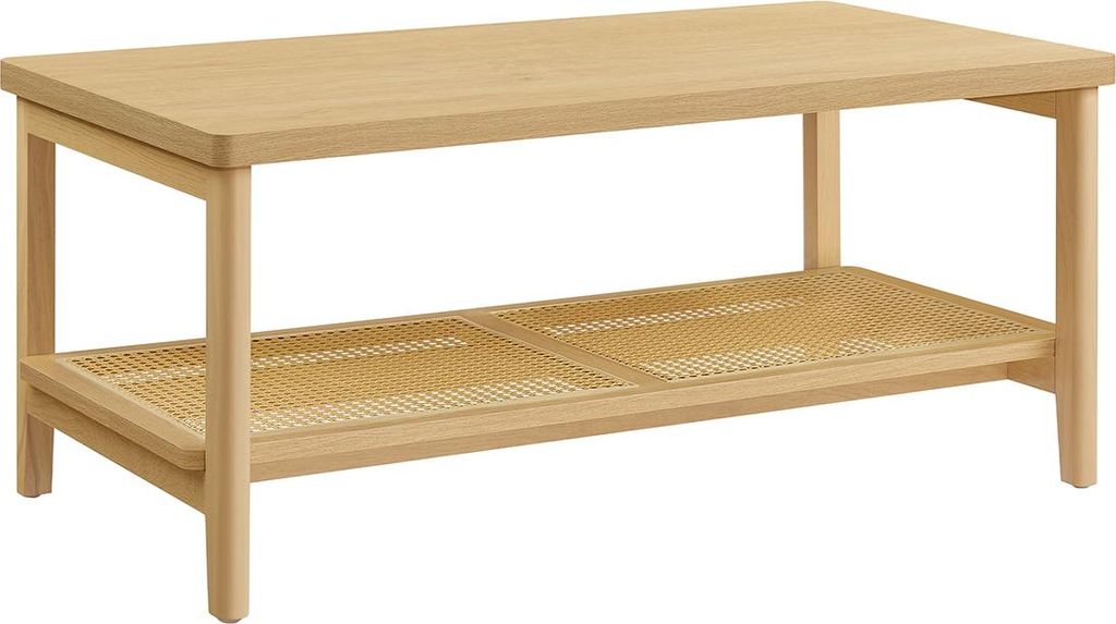 Couchtisch mit zwei Ebenen und Stauraum im Boho-Stil