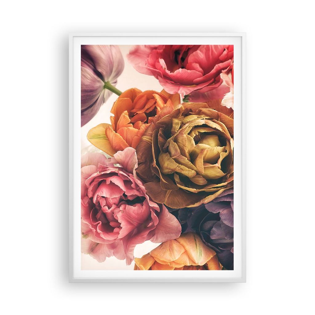 Gerahmtes Poster - Weißer Rahmen - Blumenstrauß Blumen Braut - 70x100 cm - Wand Bild - Wanddeko - Wandbilder - Kunstposter - Wandposter - Bilderr...