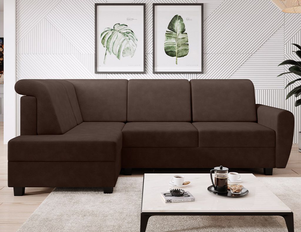 MODERNO Ecksofa mit Schlaffunktion "Milo", Links, Braun