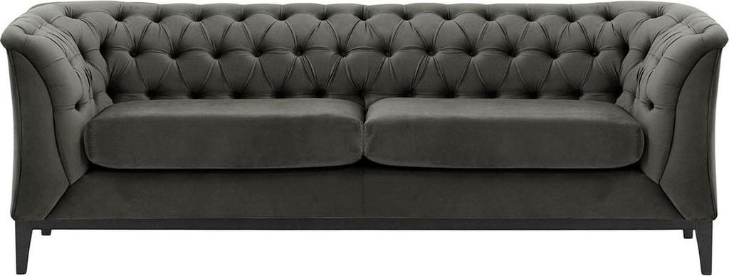 2,5-Sitzer Sofa Chesterfield Modern Wood aus medizinischem Schaumstoff-Velluto 19-black