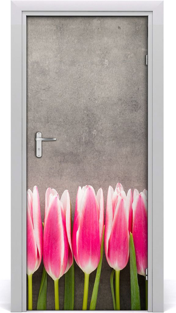 Tulup Türaufkleber 85x205 cm Dekorative Aufkleber Selbstklebend Wasserdichte Tapete Abnehmbar Schlafzimmer Wohnzimmer Wohnkultur - rosa Tulpen