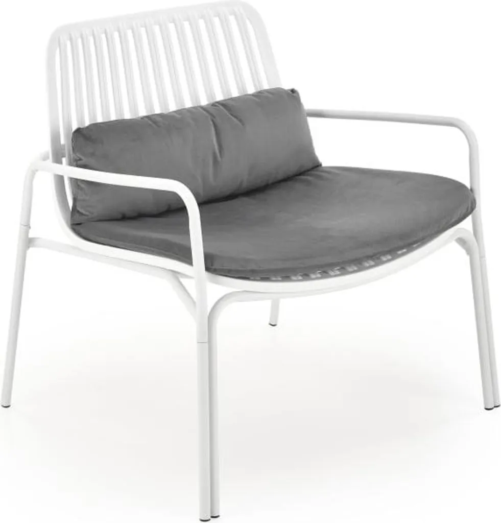 Siège d'extérieur Melby - Fauteuil de jardin blanc en métal résistant