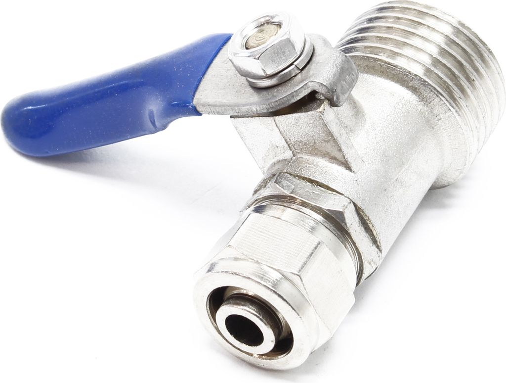 Wiltec Kugelventil mit Jaco Fitting, 20,67 mm (1/2") AG und Schlauchanschluss Ø 10 mm, Ventil für Umkehrosmose, für Trinkwasser, Osmose (RO)