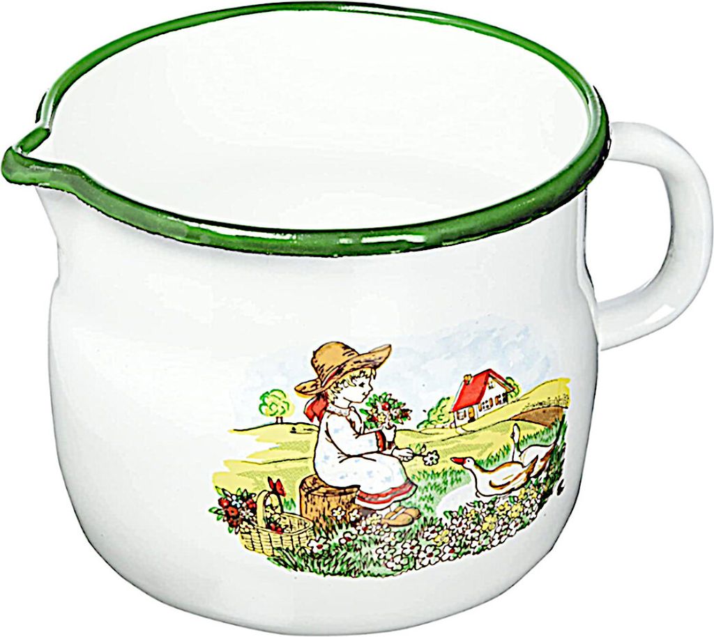 Karl Krüger Milchtopf GÄNSEKIND 14 cm Emaille weiß mit Produktbild 