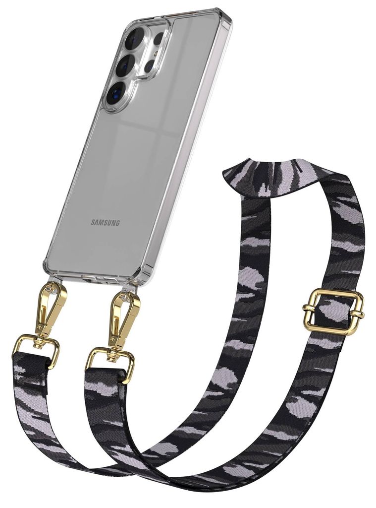 EAZY CASE Handykette - Verstellbarer Trageriemen kompatibel mit Samsung Galaxy S26 Ultra, Handykordel mit transparenter Silikon-Hülle, Karabiner G...