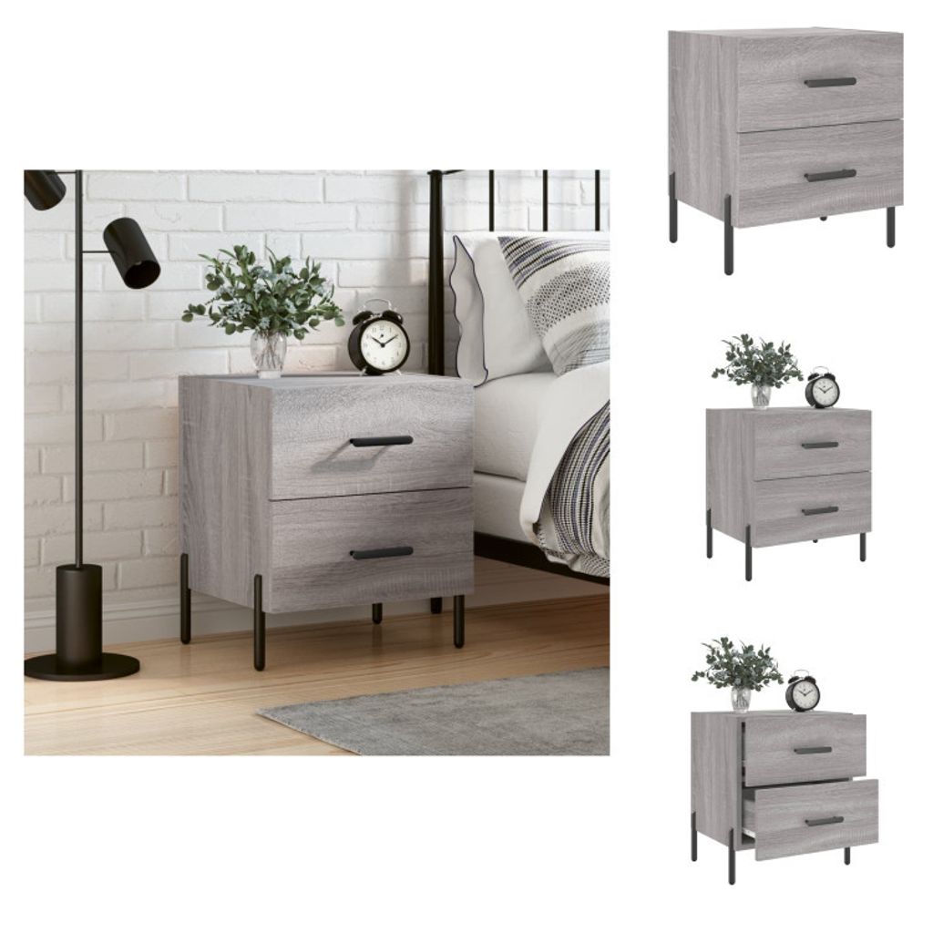 vidaXL Nachttisch Grau Sonoma 40x35x47,5 cm Holzwerkstoff - Nachttische
