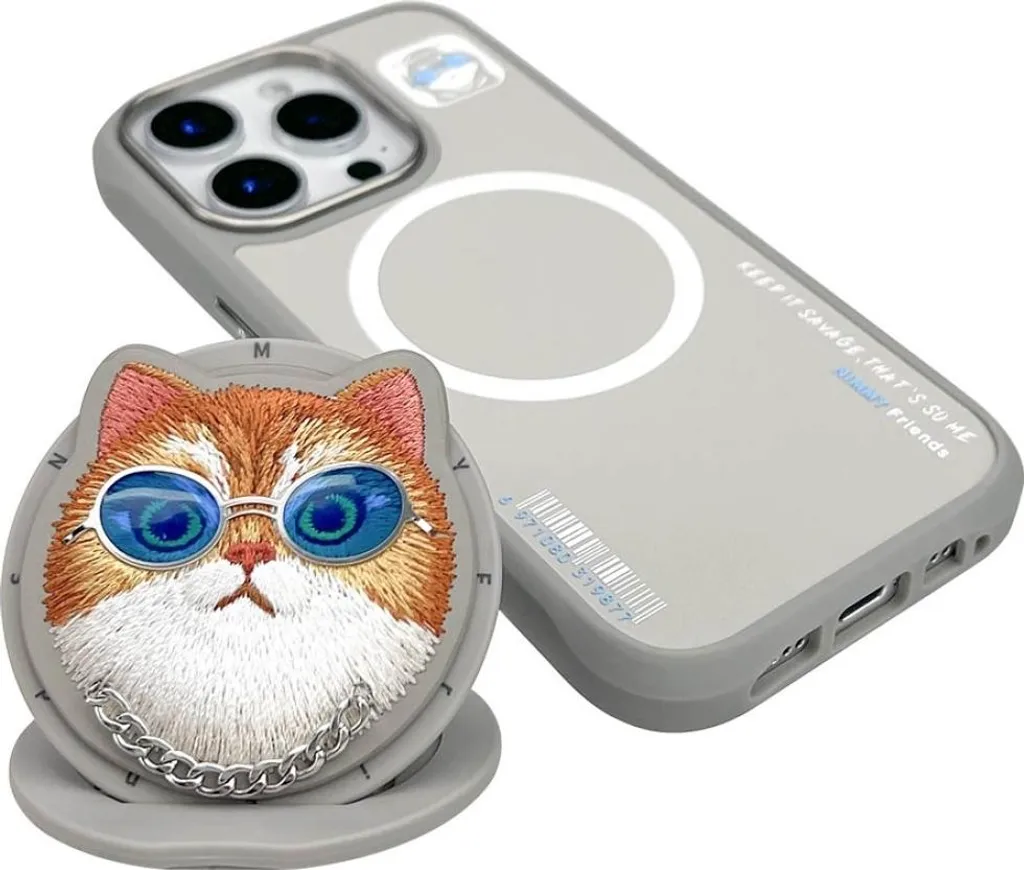 Etui Nimmy Glasses Cool Cat Magsafe Do Iphone 16 Pro Szary - 3