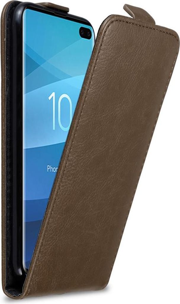 Cadorabo Hülle für Samsung Galaxy S10 PLUS Schutz Hülle in Braun Flip Etui Handyhülle Case Cover