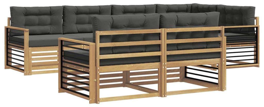 vidaXL Outdoor-Sofagarnitur 7 pcs Weiß und Anthrazit Polyester