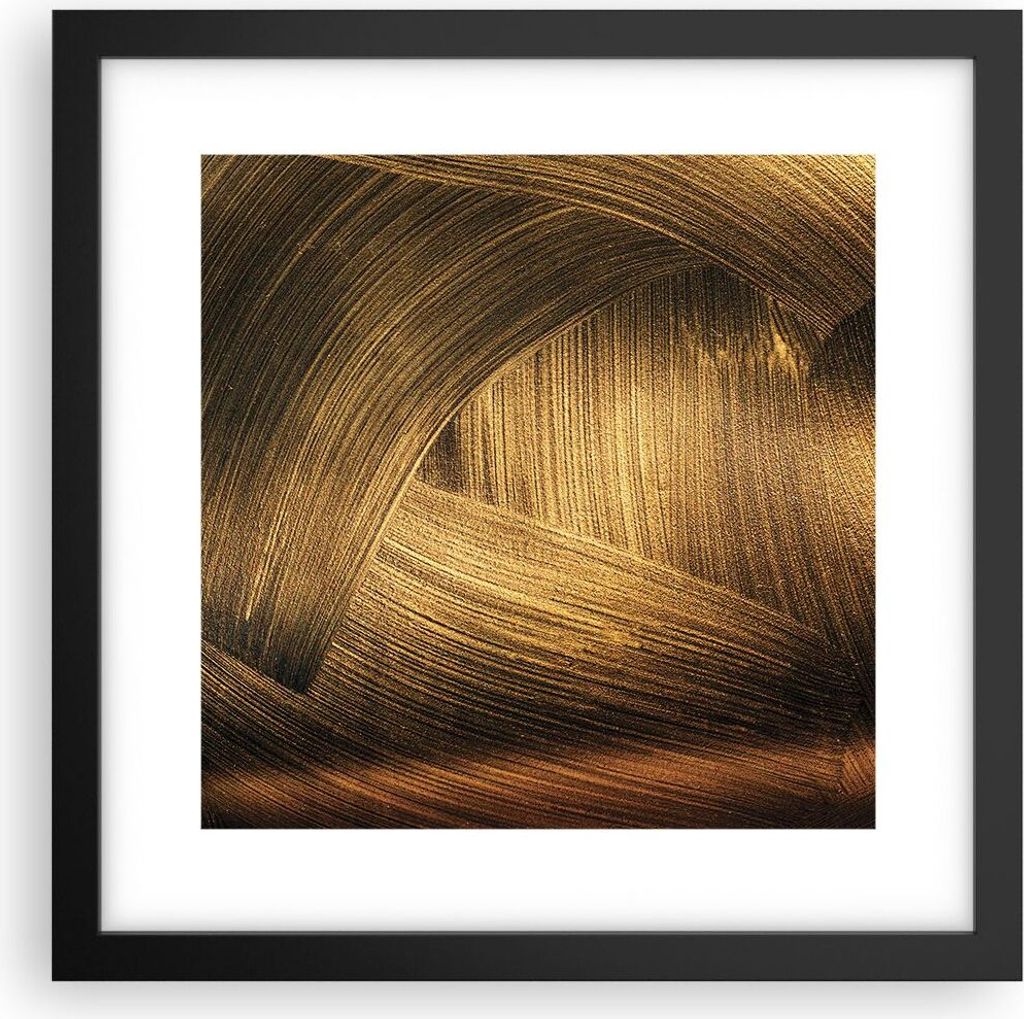 Gerahmtes Poster - Schwarzer Rahmen - Abstraktion Gold Textur - 30x30 cm - Wand Bild - Wanddeko - Wandbilder - Kunstposter - Wandposter - Bilderrah...
