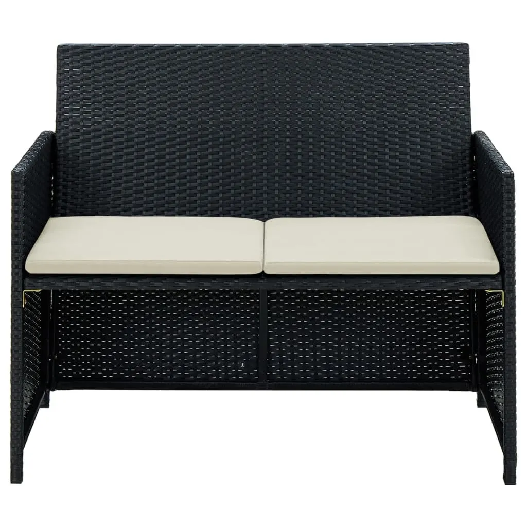 Banquette de jardin 2 places en rotin synthétique noir vidaXL design