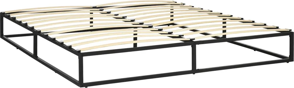 Lit double 180x200 cm noir pour chambre parentale cadre acier moderne