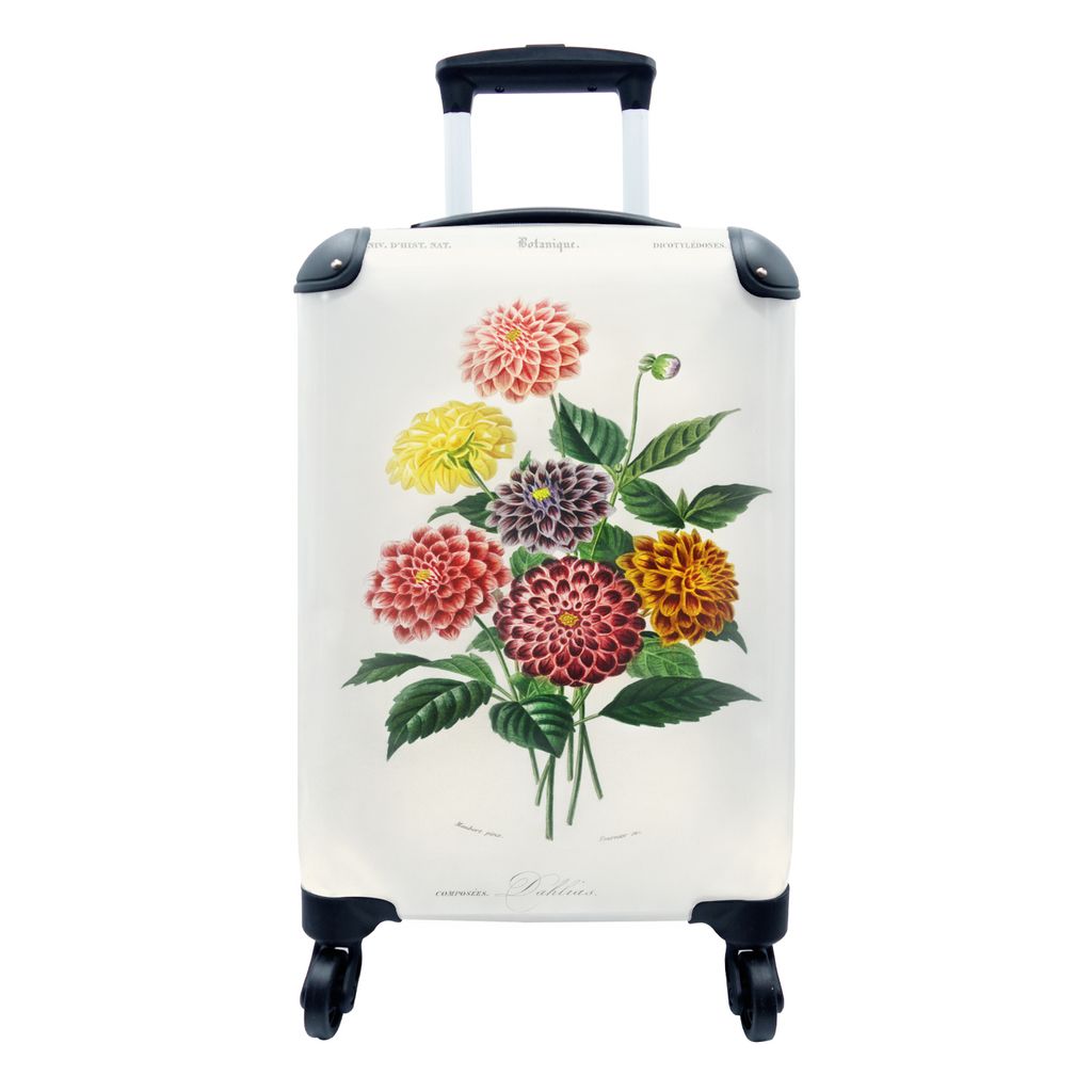 MuchoWow Koffer Handgepäck Trolley Rollkoffer Kleine Reisekoffer mit 4 Rollen - Botanik - Weinlese - Blumen - Cabin Size < 55x40x23 cm & 55x40x2...