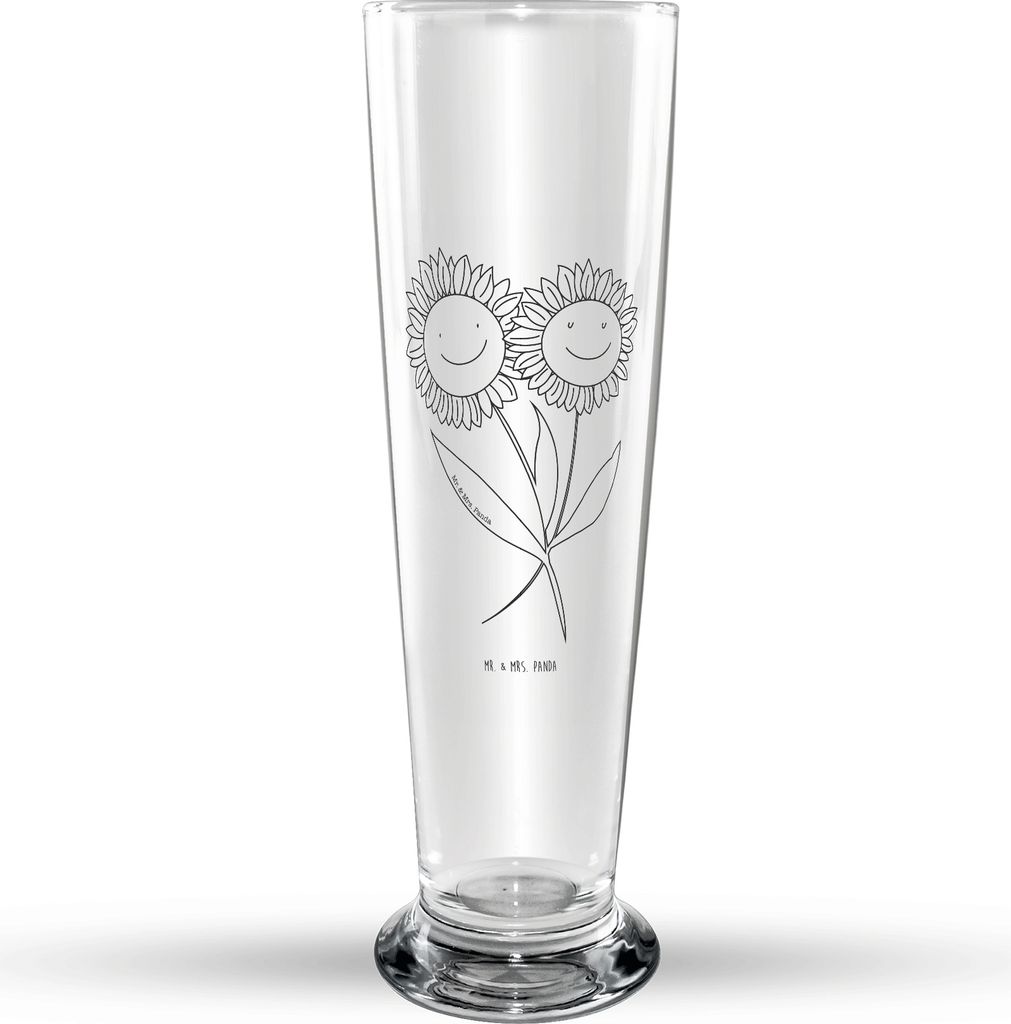Mr. & Mrs. Panda Bierglas Blume Sonnenblume - Transparent - Geschenk, Glasbecher, Sonnenblumen, Garten, Best Friends, Bier Glas, Zusammen, Trinkgla...