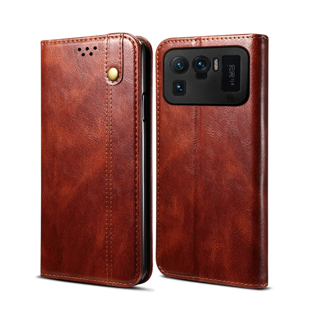 Custodia per Xiaomi Mi 11 Ultra, custodia in pelle flip wallet con funzione stand rosso