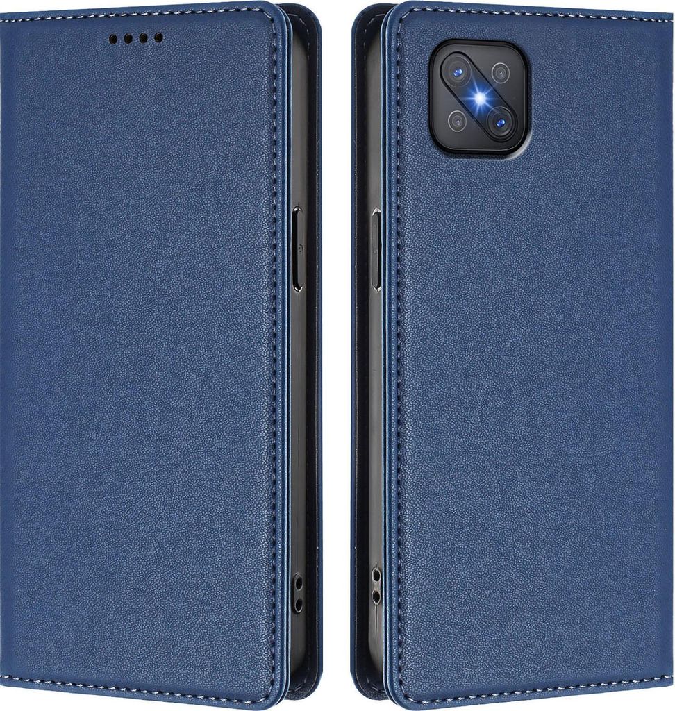 Handyhülle für Oppo A92s, Kunstleder Klapphülle Stoßfeste Magnetische Hülle mit Ständer Dunkelblau