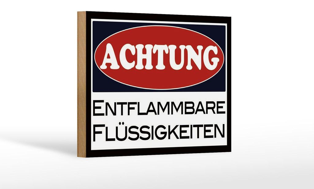 Holzschild Hinweis 18x12cm Achtung entflammbare Flüssigkeiten