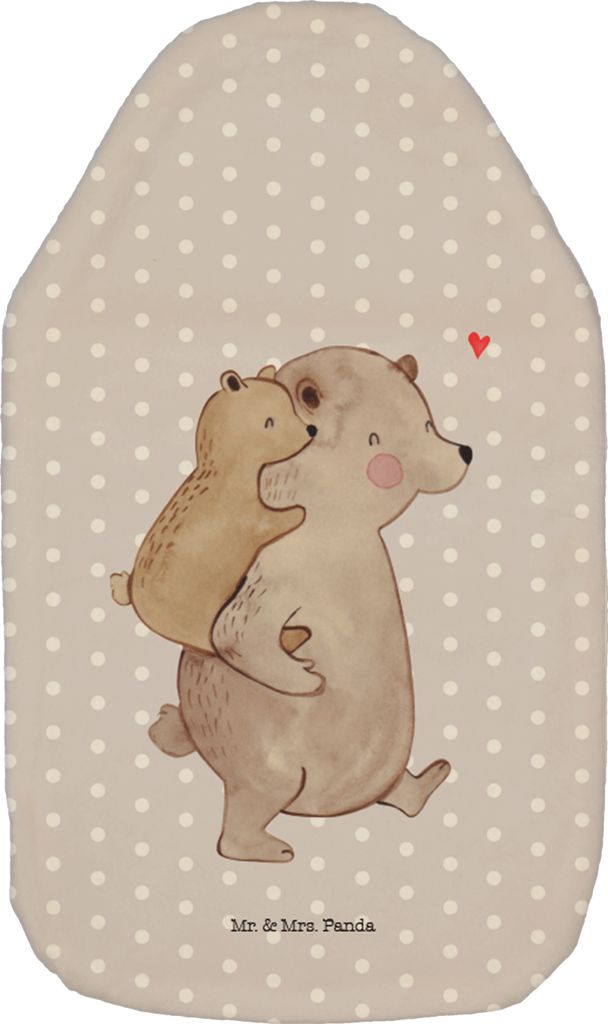 Mr. & Mrs. Panda Wärmflasche Papa Bär - Grau Pastell - Geschenk, wärmebeutel, Muttertag, Vatertag, Bettflasche, Wärmflaschen, Geburtstag, gummi...