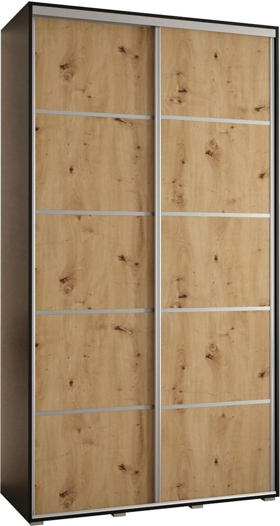 MEBLE KRYSPOL Davos 4 Schrank, zwei Türen - 235,2x130x45 cm - Schwarz Artisan Silber