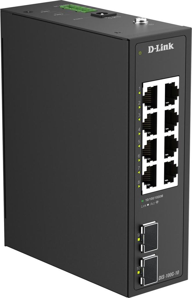 D-Link DIS-100G-10 10-Port Switch Industrial Gigabit 4x Rj45 + 2x SFP