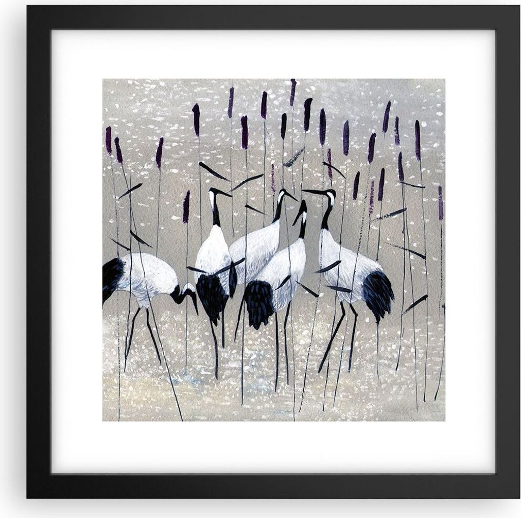 Gerahmtes Poster - Schwarzer Rahmen - Vogel Natur Wasser - 30x30 cm - Wand Bild - Wanddeko - Wandbilder - Kunstposter - Wandposter - Bilderrahmen -...