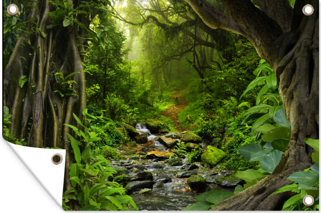 MuchoWow 60x40 cm Outdoor-Poster Gartendeko Sichtschutz Garten Poster für den Garten Natur - Wasser - Dschungel - Wald - Tropisch