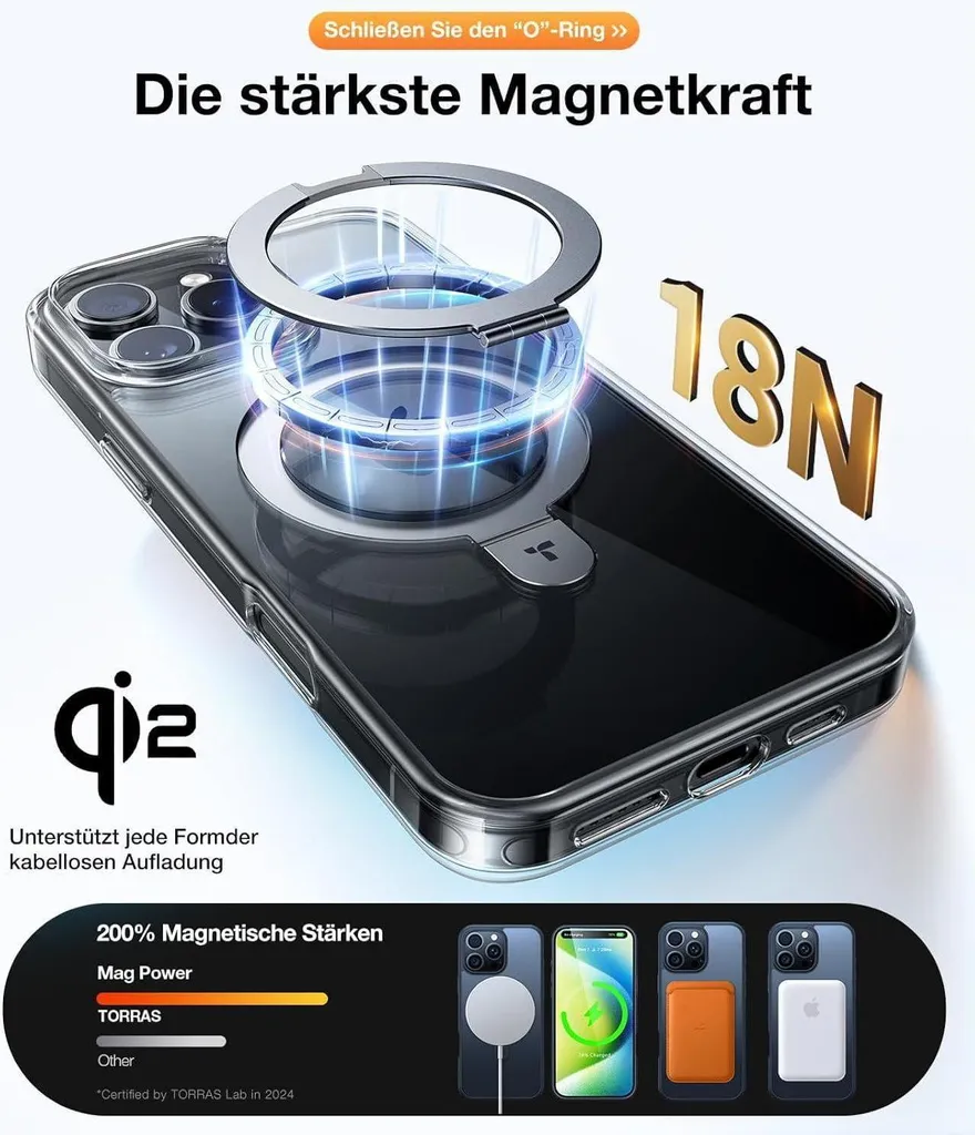 Coque Transparente iPhone 16 Pro Max MagSafe avec Support Ostand Multi-angle - 4