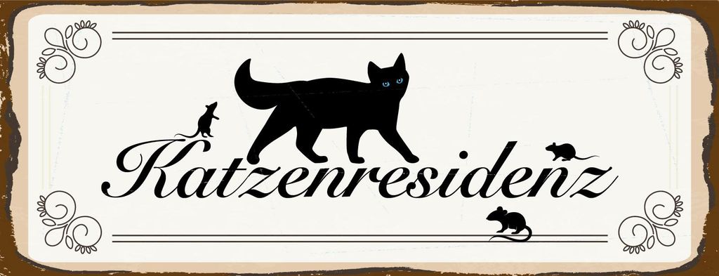 vianmo Holzschild 10x27 cm Katzenresidenz