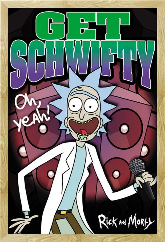 Poster Rick & Morty Schwifty 61x91,5cm + Cornice Shinsuke MDF Faggio