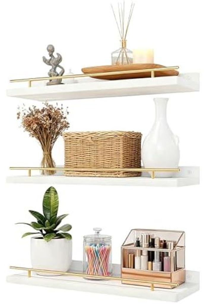 3er Set Wandregal Wei? wand regale Holz Schweberegal Produktbild 