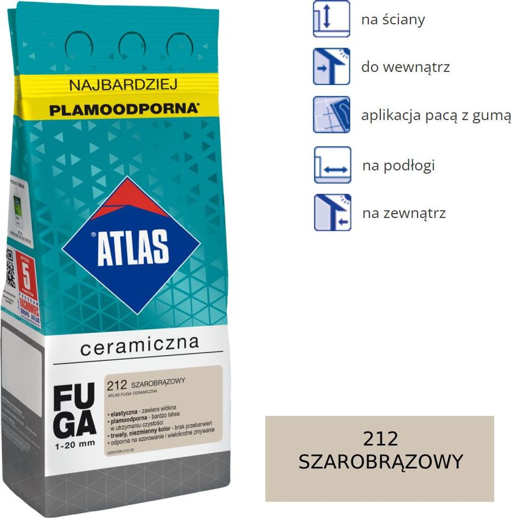 ATLAS KERAMIKFUGENMÖRTEL - 212 graubraun 2kg Produktbild 
