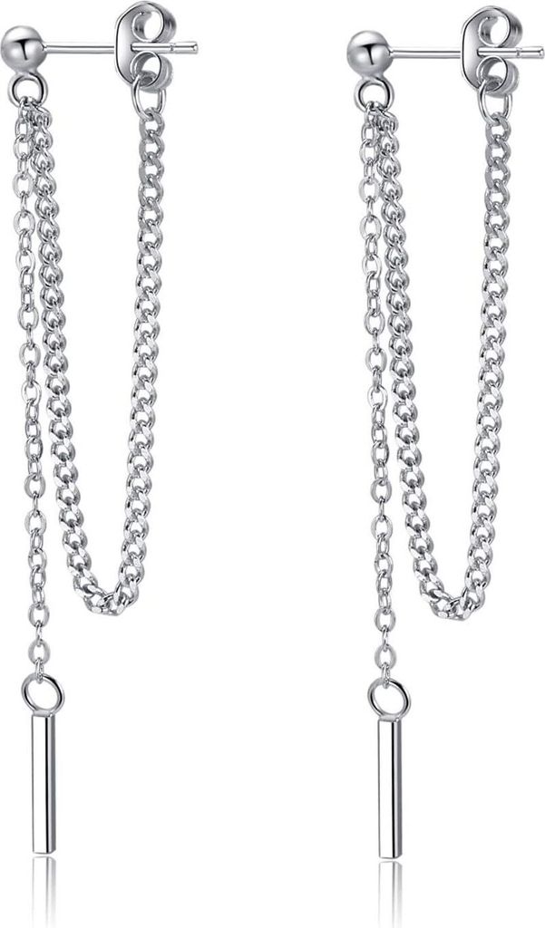 925 Sterling Silber Bar Tropfen Ohrringe Kette für Frauen Produktbild 