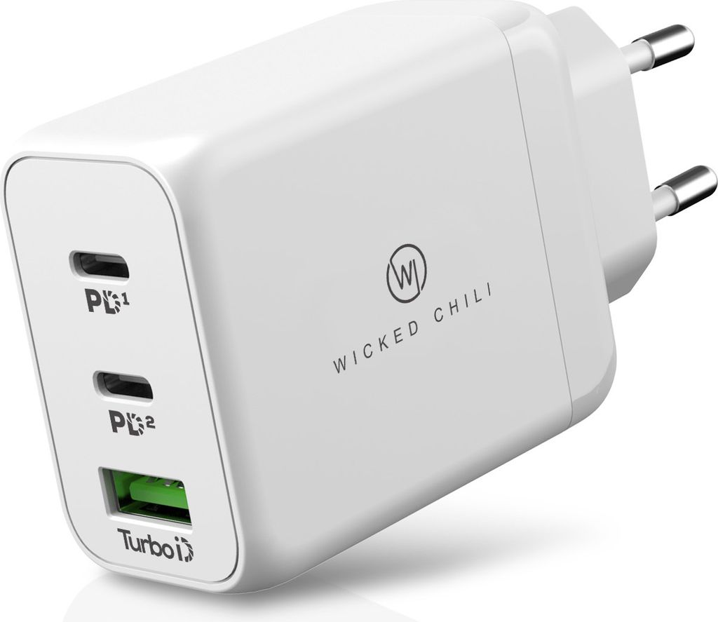 Wicked Chili 65W GaN Ladegerät für Apple MacBook Pro, Air, iPad, iPhone 15, 14, 13, 12, Watch Ultra, Samsung, Pixel - Schnelladegerät QC PD PPS,...