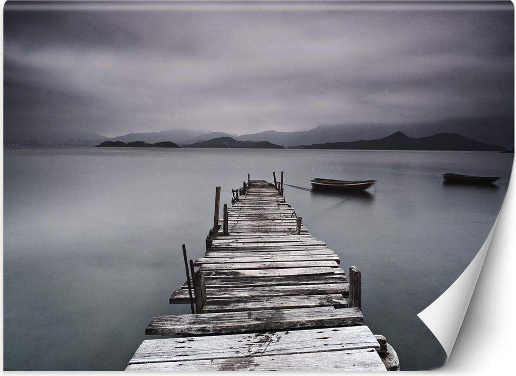 Vlies fototapete Seeufer-Pier 250x175 cm Feeby Grau inkl. Kleber einfache Montage