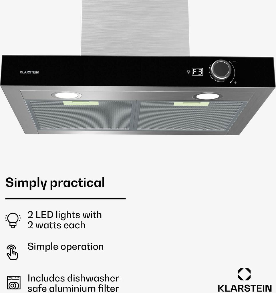 Klarstein AirNova - 60 cm nástenný digestor, prietok Obrázok produktu 6