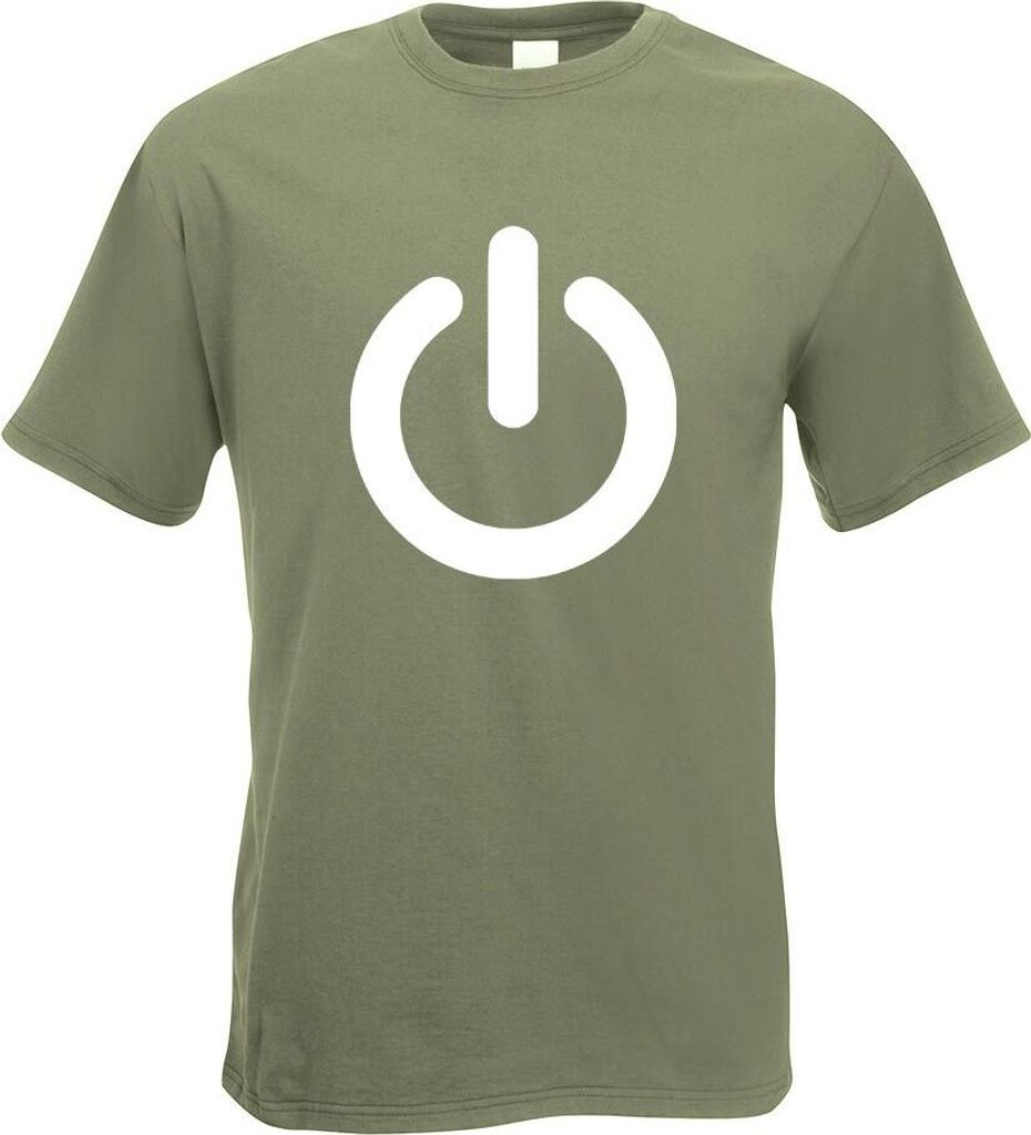 Kiwistar - T-Shirt - Olive - Power ON - An - u. Ausschalter Motiv Bedruckt Funshirt Design Print - mit Motiv Bedruckt - Funshirt Design - Sport - F...