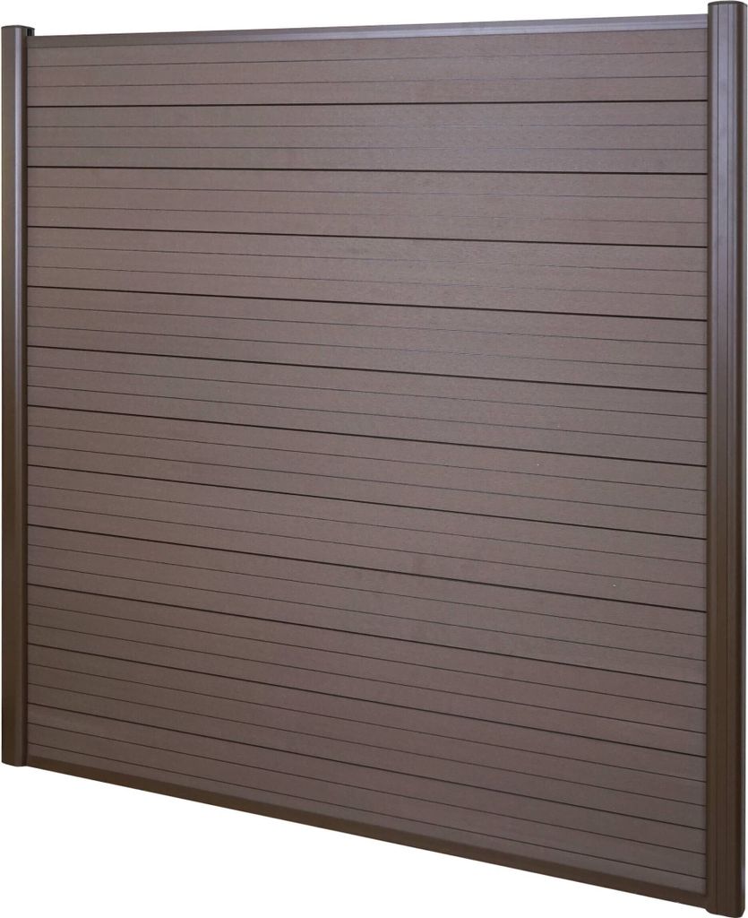 WPC-Sichtschutz Savoie, Windschutz Zaun, Alu Premium Basiselement, 1,90m braun