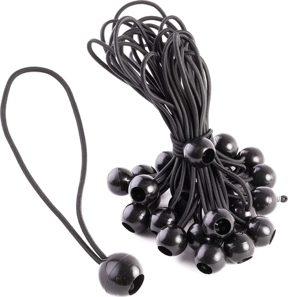 25er-Pack Gummi-Bungee, Spanngurte, mit Kugelhaken – Bungee-Binde, ideal für Zelte, Planen, Taschen, Pools, Trampoline und mehr – 20,9 cm Länge
