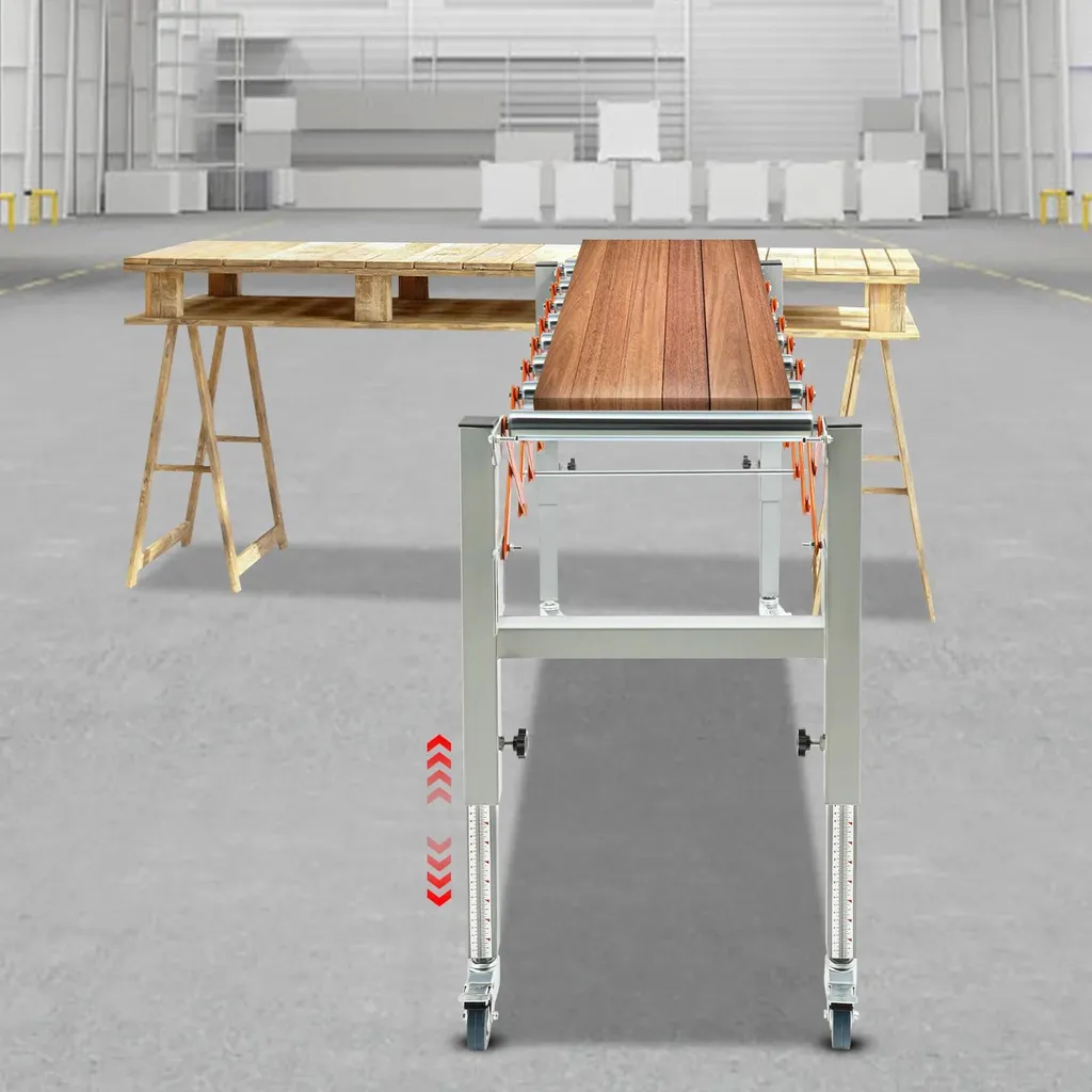 Support de sortie pour rabotage - Table mobile ajustable de 46 à 130cm - 8