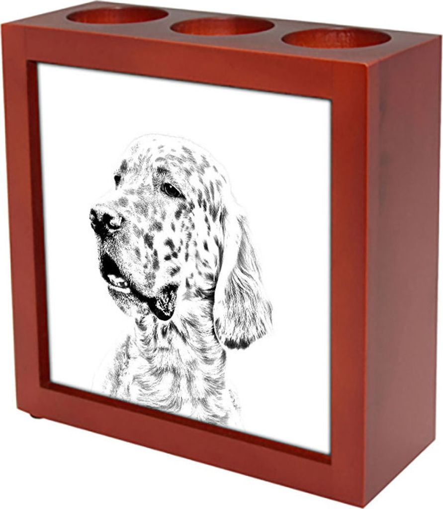 English Setter, Englischer Setter - Stifthalter mit Hund, Schreibtischorganizer mit Aufdruck, personalisierte Schreibtischdekoration der Marke Art-Dog