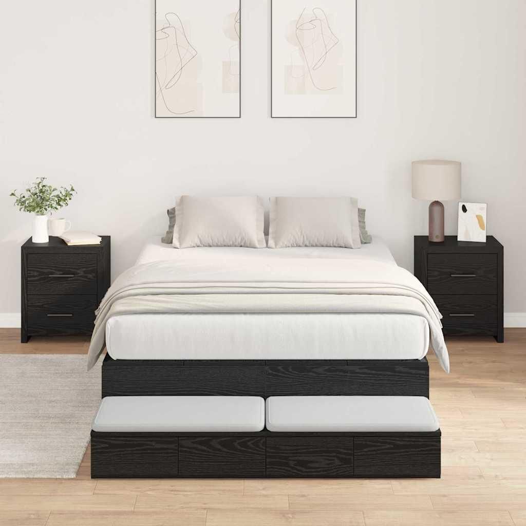 Maison Exclusive - Aufbewahrungsbettgestell Schwarz Eichen-Optik 120 cm