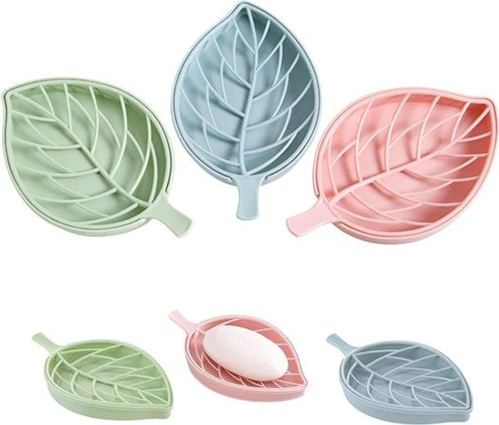 Lot de 6 porte-savons feuille pour cuisine et douche plastique durable