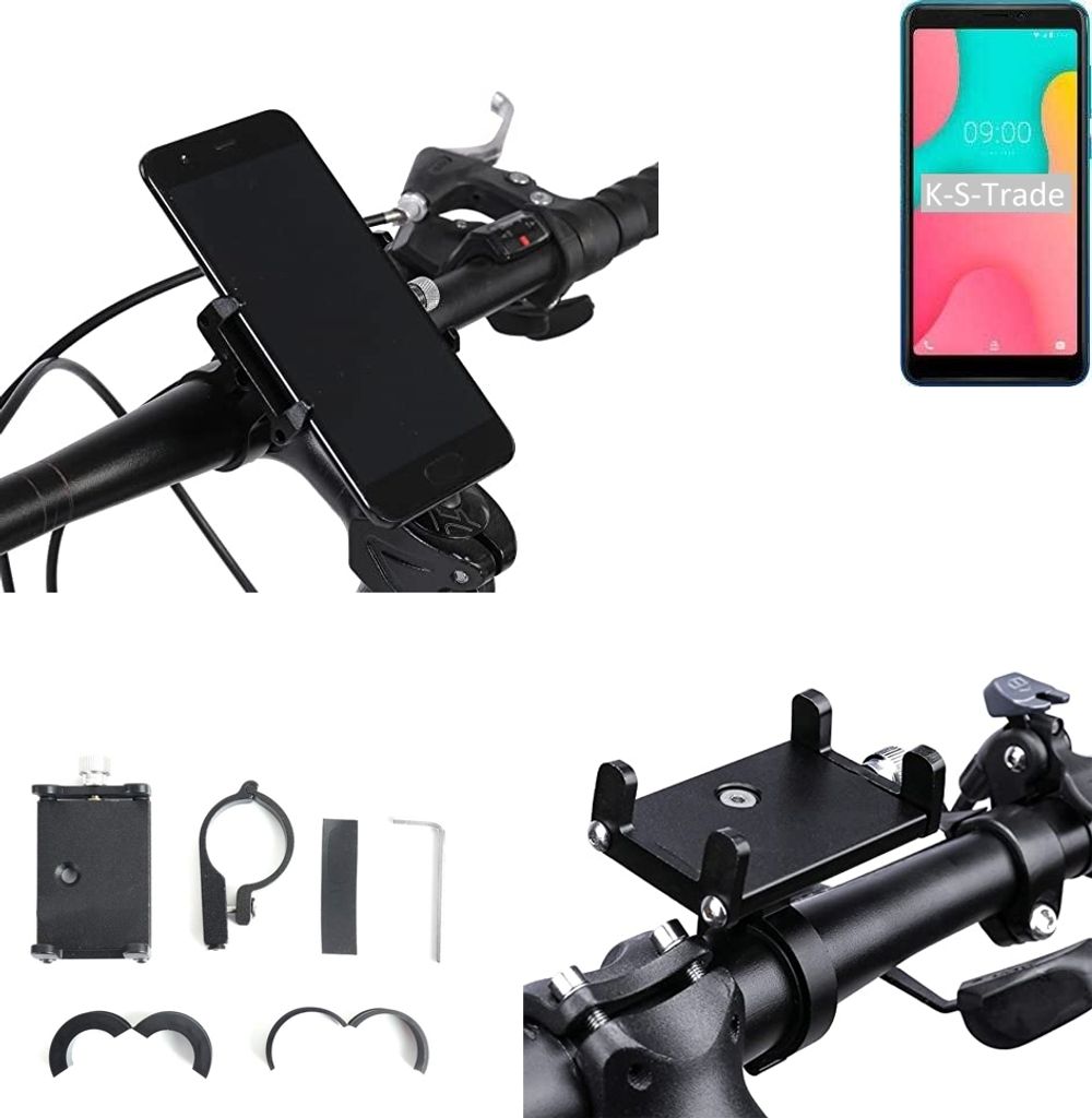 K-S-Trade Handyhalterung für das Fahrrad kompatibel mit Wiko Y60 Halter Lenkstange Fahrradhalterung Motorrad Bike Mount Befestigung Smartphone Handy
