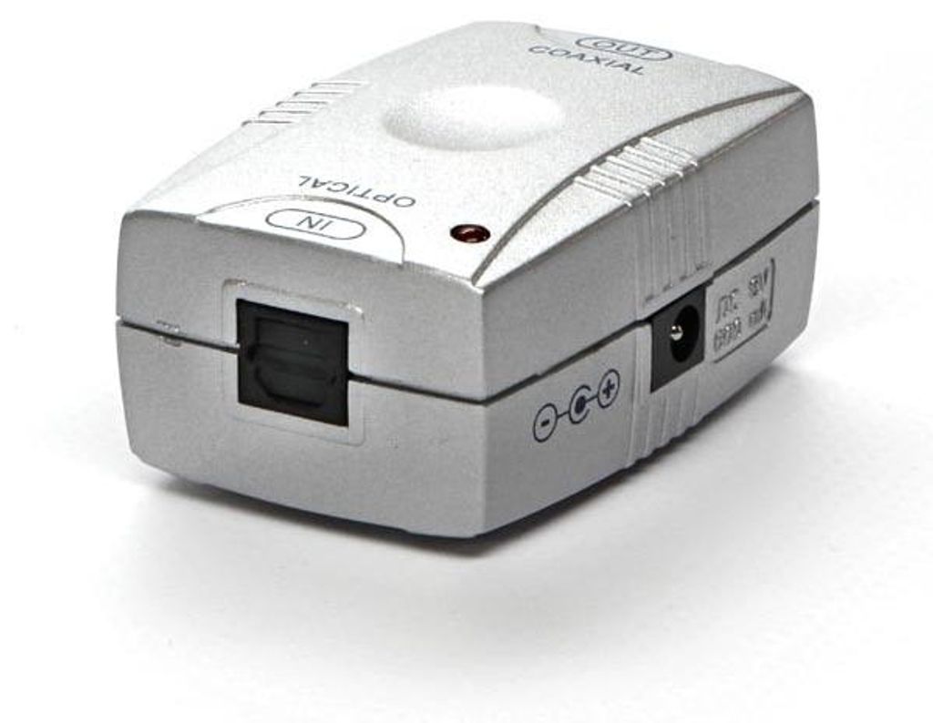 Digitales Signal von optisch auf koaxial, TOSLINK F - CINCH F, mit DC-Stromversorgung, EOL
