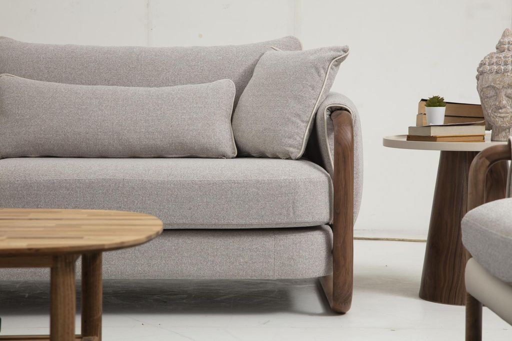 Sofagarnitur 221 Sitzer Sessel Zweisitzer Modern Stoff Grau Produktbild 