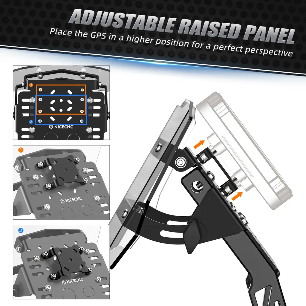 Support GPS inclinable noir multi-vélos avec platine de fixation réglable