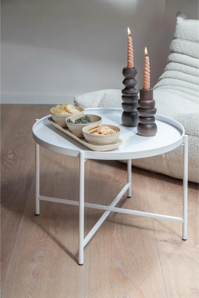 Petite table basse de salon blanche 50x50 cm pour coin lecture cosy