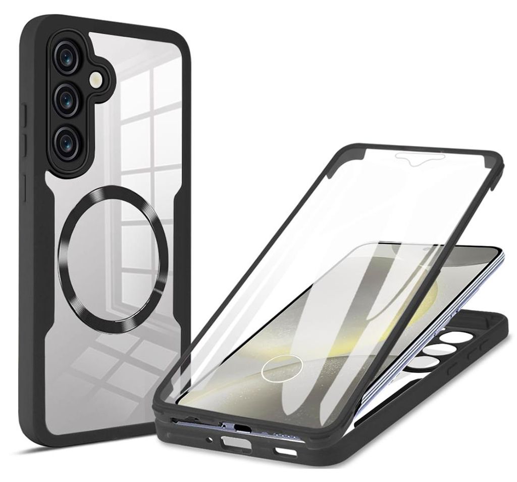 Techsuit ColorVerse 360 Vollschutzhülle mit Displayschutzfolie und MagSafe für Samsung Galaxy S25 - Schwarz