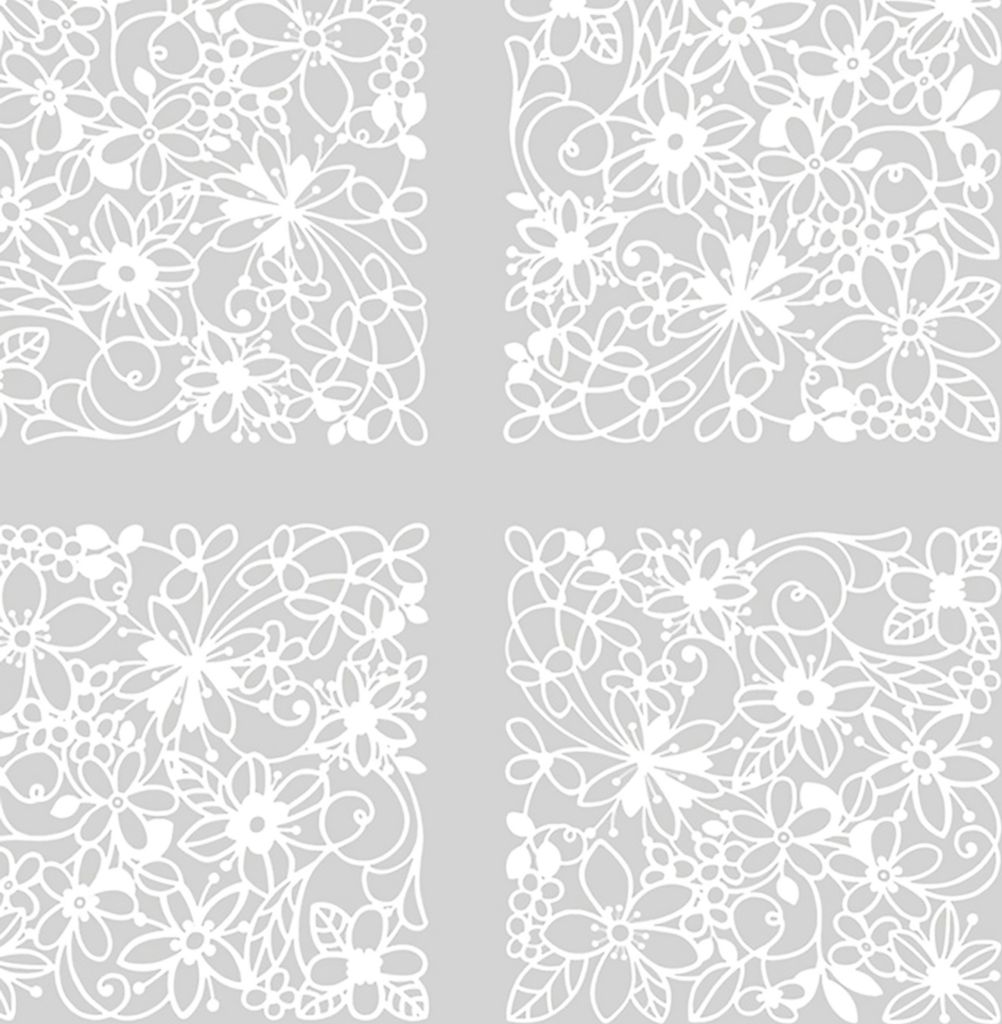 PVC Tischdecke Transparent mit Druck FIORE - Eckig - Länge & Breite wählbar - abwaschbar - Quadrate weiß Blumen, Größe:140 x 360 cm